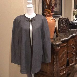 Banana Republic Grey Wool Cape w/Chocolate detail